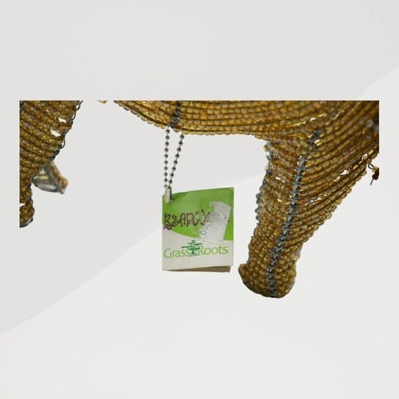 NWT Large Handcrafted Beaded Wire LION-Animal Art Sculpture / Figurine 13”x9" - Picture 10 of 10